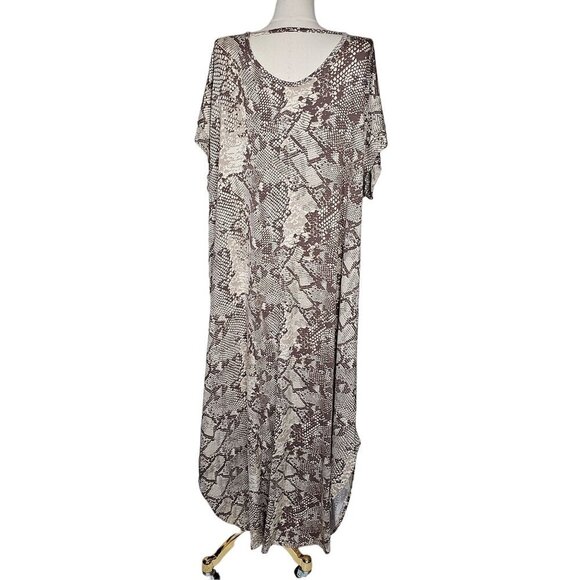 LulaRoe Macy Back V-Neck Maxi Dress Snake Animal Print Side Slit‎ Tan Womens 2XL - Picture 2 of 10